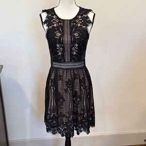 Francesca's Elegant Black Lace Dress Size Medium